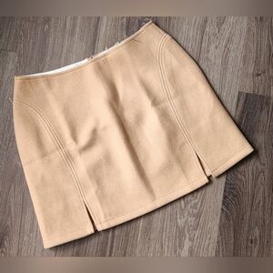 NWT Exlura Women Beige Fashions Faux Wool Mini Skirt Size L
